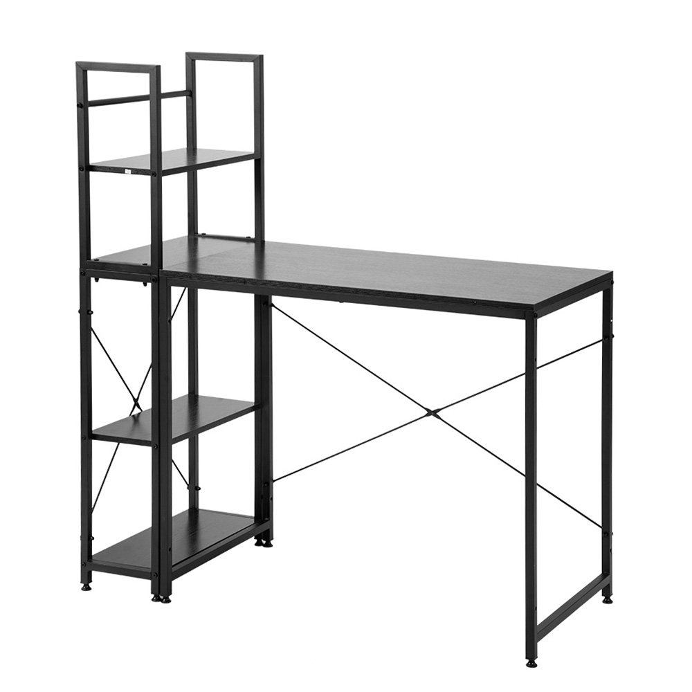 【オフィスチェア+パソコンデスク セット 】【ブラック】パソコンデスク ラック付き デスク ワークデスク 木製 学習デスク