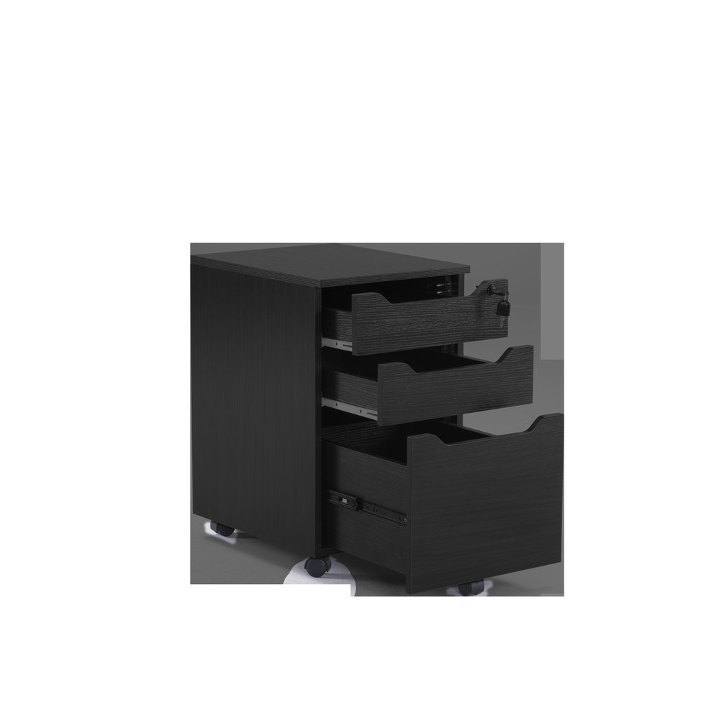 デスクワゴン サイドワゴン ラック 鍵付き キャスター付き 脇机 オフィス ブラック