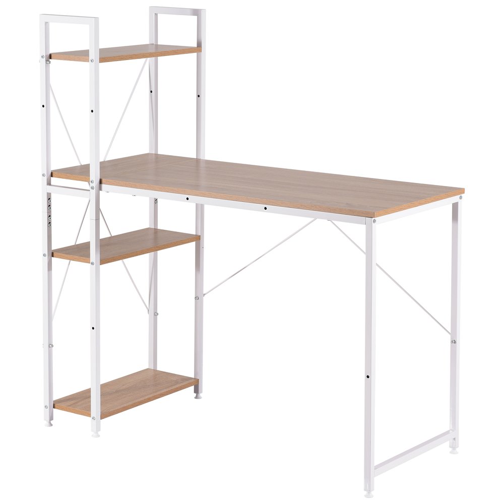 【オフィスチェア+パソコンデスク セット】パソコンデスク ラック付き 調整可能 デスク ワークデスク 木製 学習デスク(3)