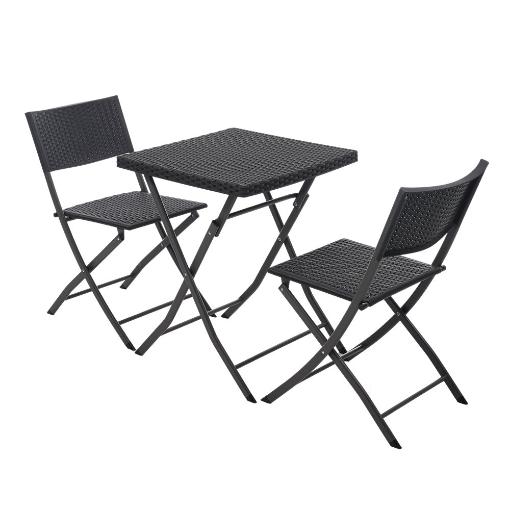 ガーデン テーブル セット 3点セット ラタン調 折りたたみ ガーデンファニチャー バルコニー アウトド..