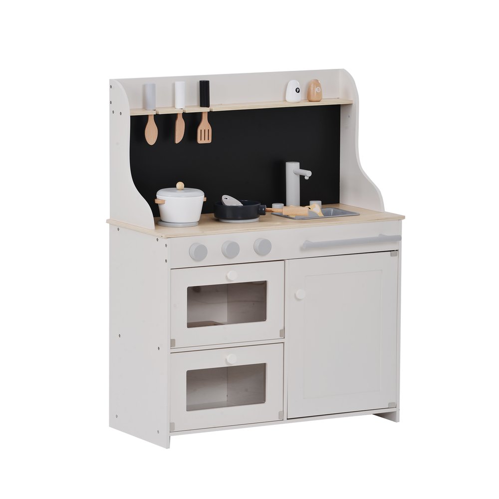 おままごと キッチン 木製 黒板付き 調理器具付き ままごとセット 誕生日 台所 知育玩具 子供用 子供 収納 まねっこ コンロミニキッチン プレゼント ホワイ...