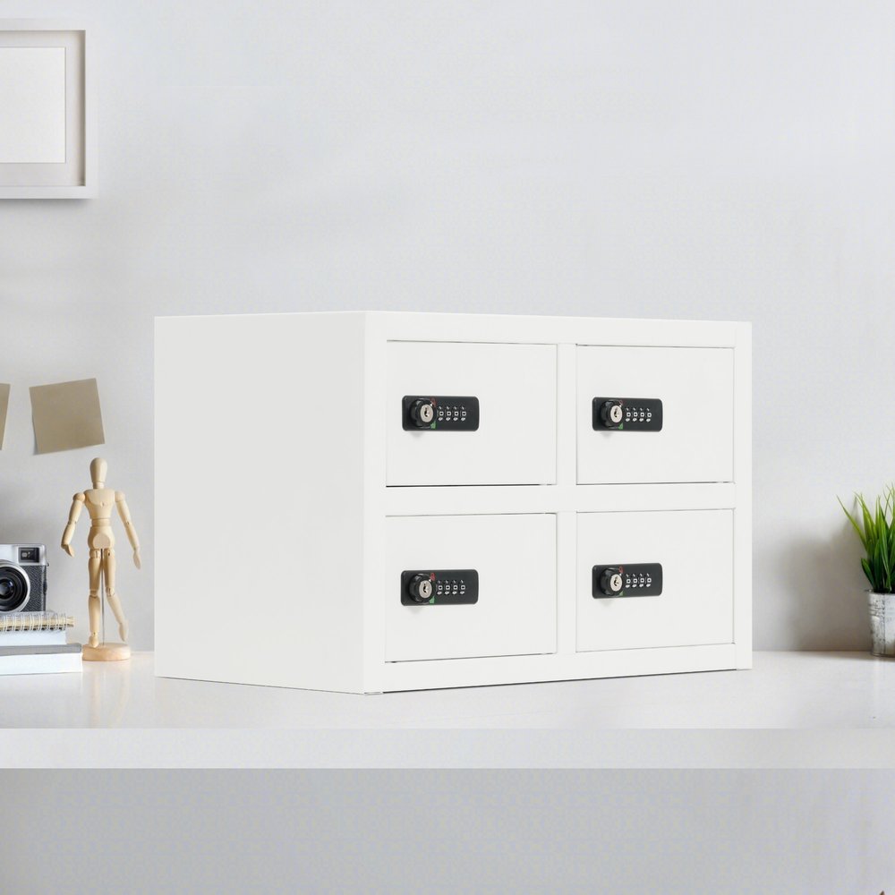 貴重品ロッカー 4人用 小型 貴重品 金庫セキュリティキャビネット ダイヤル錠 完成品 小物収納 管理キ..