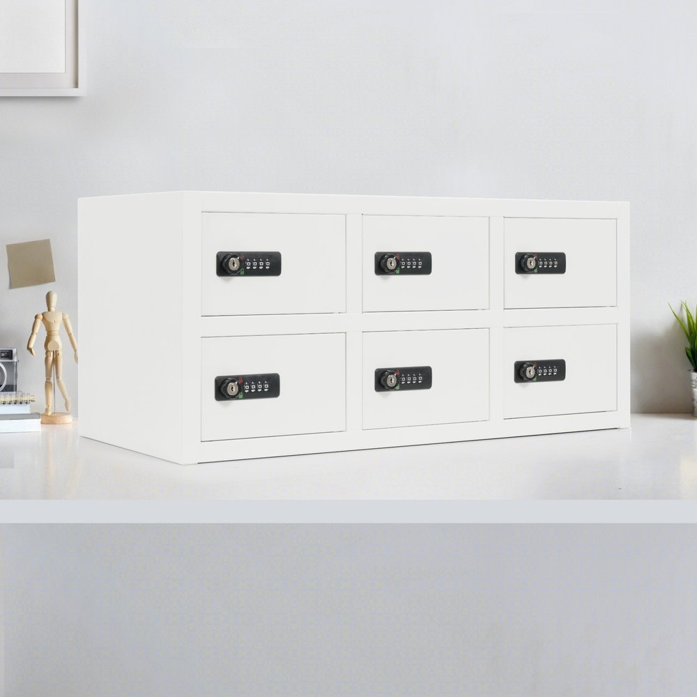 貴重品ロッカー 6人用 小型 貴重品 金庫セキュリティキャビネット ダイヤル錠 完成品 小物収納 管理キ..