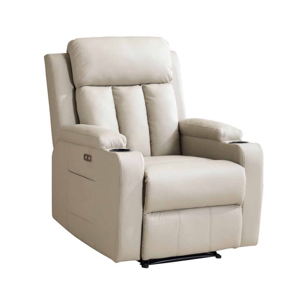 リクライニングソファー 電動 リクライニングソファ オットマン一体型 1人掛け USBポート付き 電動ソファ モーションソファー リクライニングチェア アッシュグレー