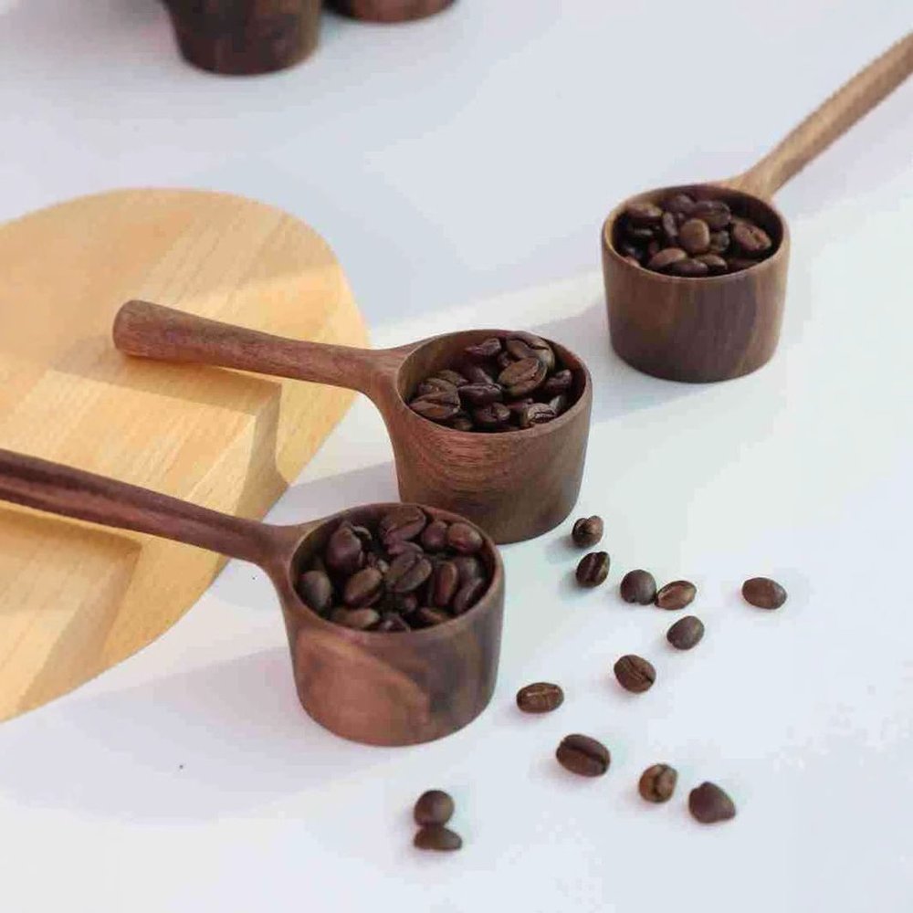 コーヒーメジャースプーン 北米ウォールナット 無塗装仕上げ 木製スプーン 手作り 計量スプーン 約10g カフェ キッチン用品