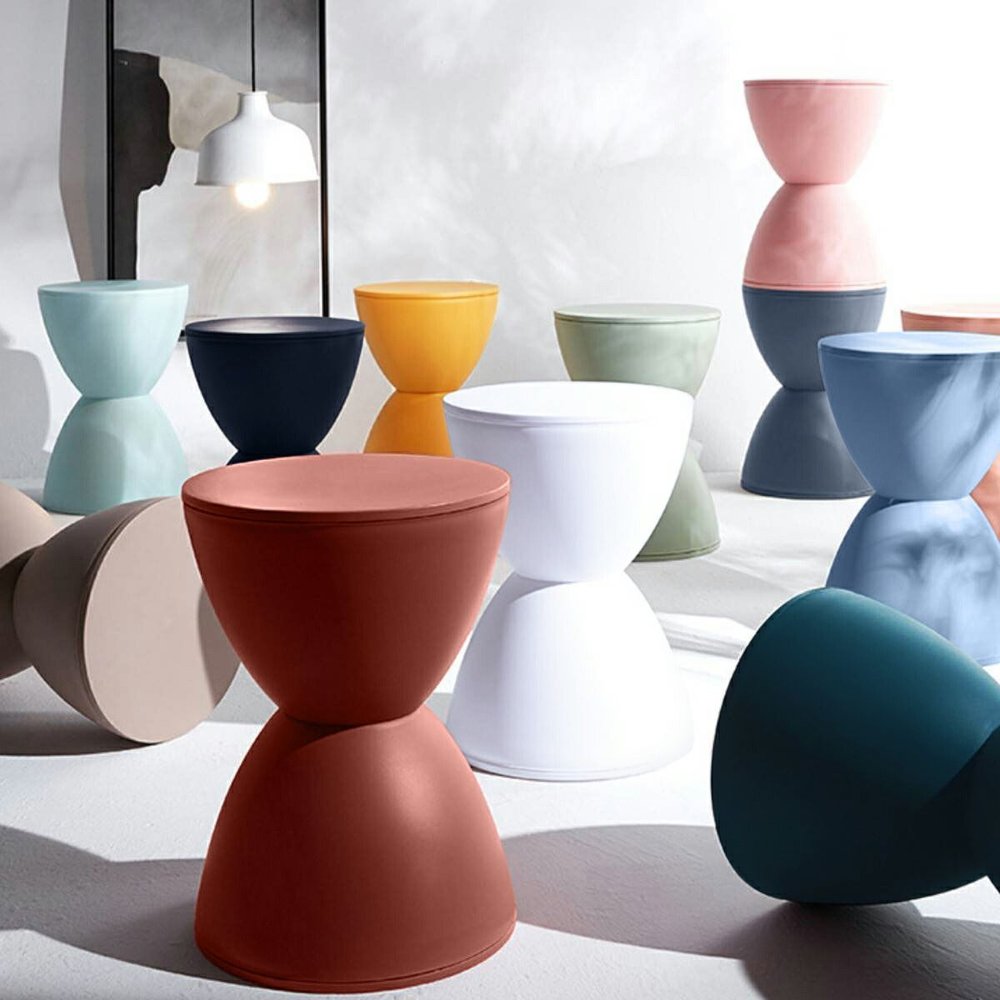 チェア サイドテーブル キッズチェア 多目的 インテリア 砂時計型 スツール 展示台 ダイニングチェア リボン 特徴的 カラフル キュート 韓国インテリア [高さ40cm 直径33cm]