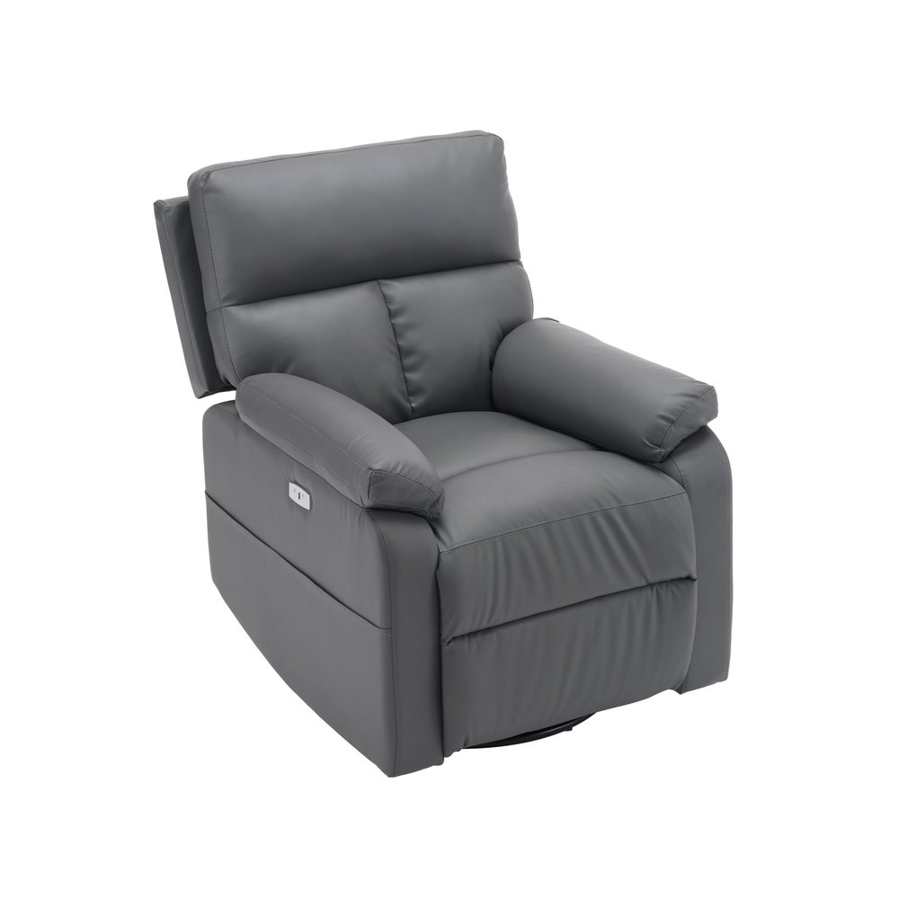 リクライニングチェア 回転式 リクライニングソファ 1人掛け 電動 リクライニング ファブリック オットマン一体型 パーソナルチェアー 一人暮らし 【ダックグレー】