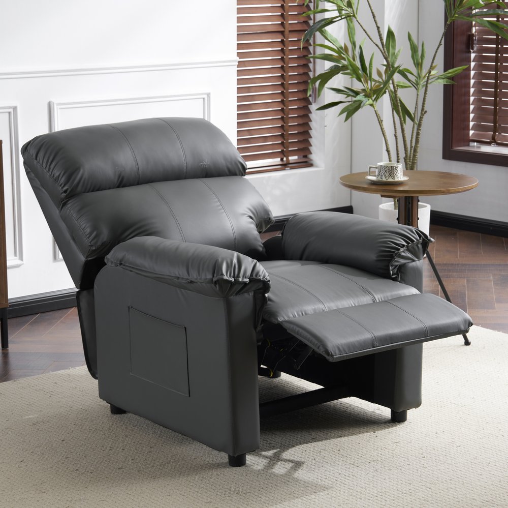 リクライニングソファー ソファー 1人掛け ゲーミングチェア PU 165度調節可能 収納ポケット付き PUレザー チェア オットマン一体型 パーソナルチェア ふわふわ おしゃれ