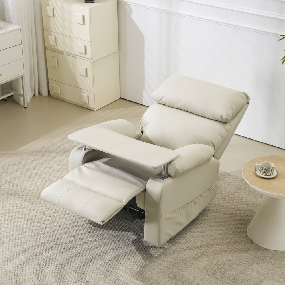 リクライニングソファー ソファー 1人掛け ゲーミングチェア PU 160度調節可能 テーブル付き PUレザー ..