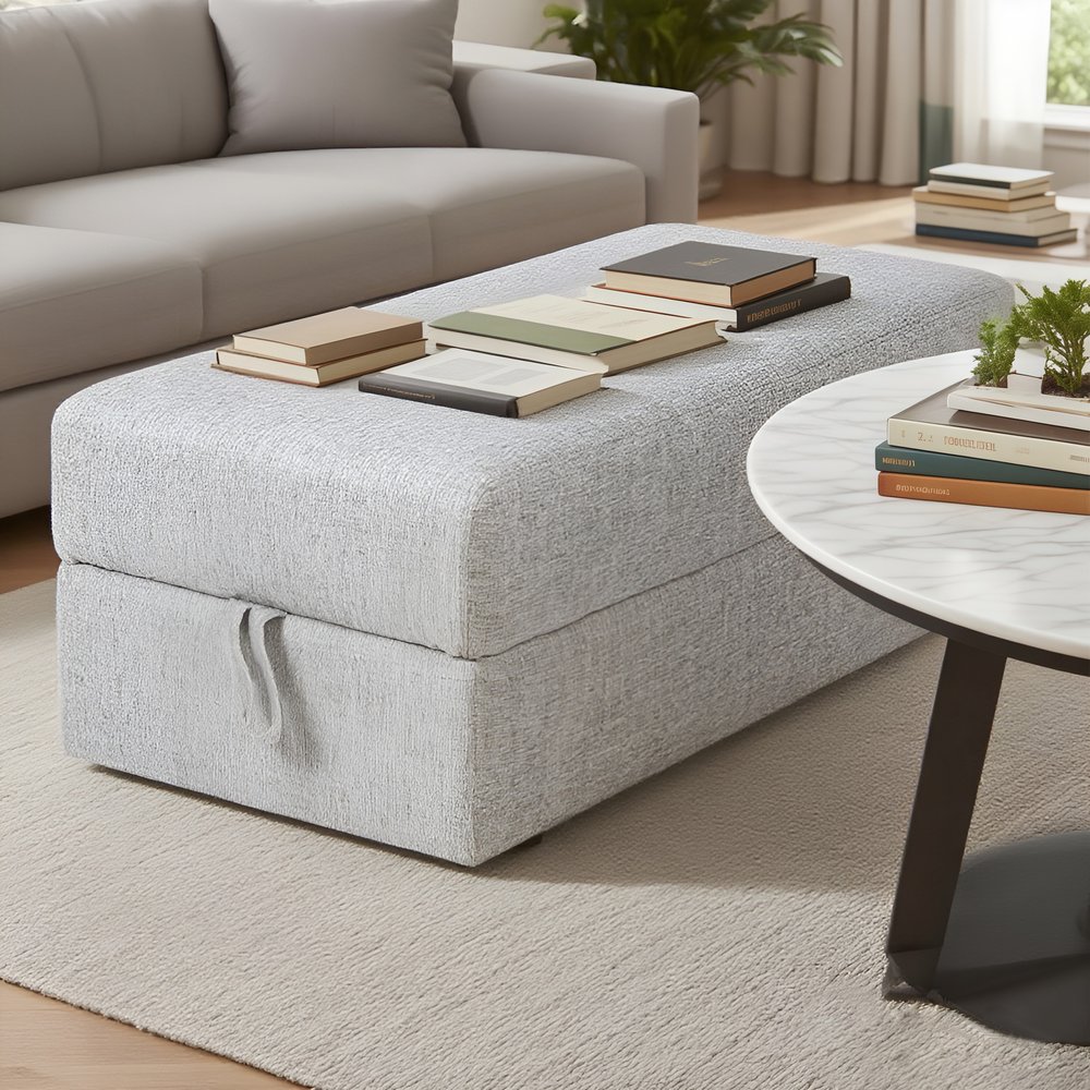 ソファ足踏み 履物台 収納スツール 多機能一体型 インテリア収納家具 ライトグレ