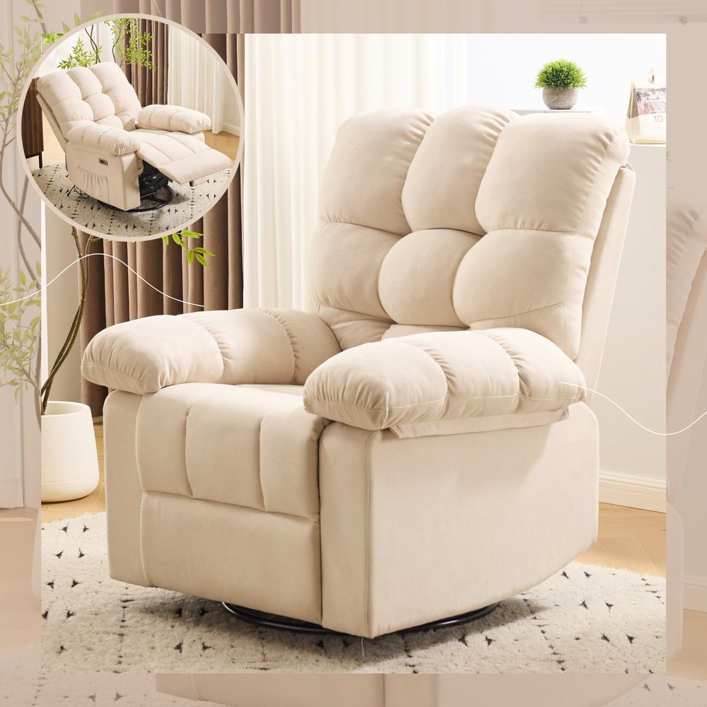 電動1人掛けソファー リクライニングチェア ゲーミングチェア リクライニングソファ 電動ソファ 270度回転式 背もたれ調節110-165度 座り心地いい 柔軟度よい