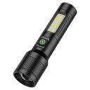 懐中電灯 ハンドヘルドトーチ ledライト 白色と赤色COB作業灯/ 6モード調光/最大照射距離500m/ 大容量電池 実用点灯最大16時間/Type-C充電式/電池式スマート急速放熱 可変ズーム アルミ合金製小型耐衝撃トーチ コード付きポータブルトーチ 防水 コンパクト