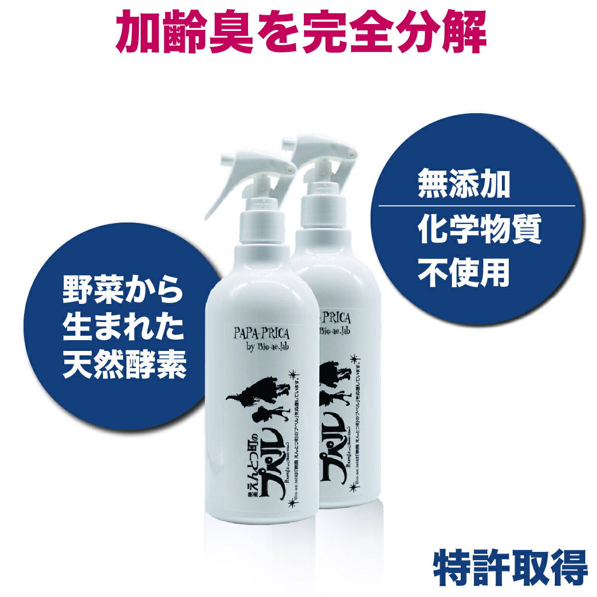 加加齢臭の強力消臭スプレー・パパピリカ【特許取得】染み付いた加齢臭(スーツ・車のシート・ソファ・..