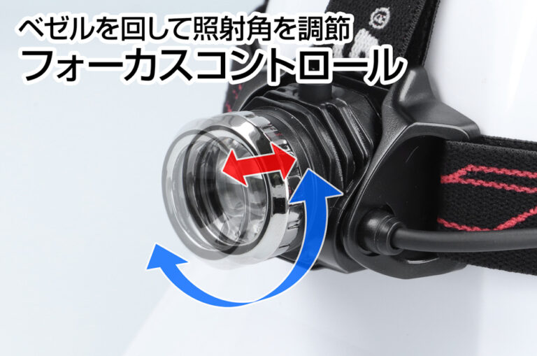 日本AED救急組合のGENTOS ヘッドライト Gシリーズ ジェントス GH-201RG 550ルーメン 7時間点灯 LED 専用充電池 乾電池(別売り) 兼用 アウトドア 耐塵 耐水 2m落下耐久｜アングル2