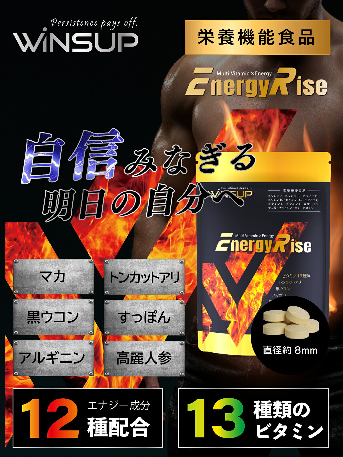 【在庫限り】 WinsUp マルチビタミンサプリメント 栄養機能食品 日本製 120粒 マカ GMP認定工場 亜鉛 マカ トンカットアリ 黒ウコン スッポン 高麗人参 ガラナ トナカイ角 冬虫夏草 aelira-10000165 Plus Canna サンプル画像2