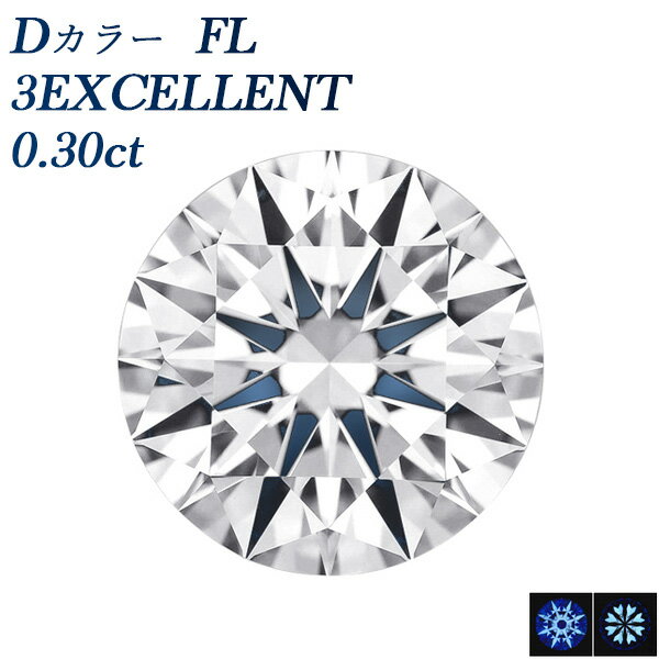 ダイヤモンド ルース 0.30ct D FL(フローレス) 3EX 0.3ct 0.3カラット フローレス Flawless Dカラー エ..