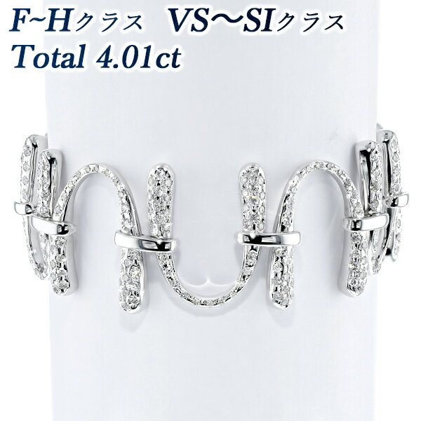 ダイヤモンド ブレスレット 4.01ct(Total) VS～SIクラス-F～Hクラス-ラウンドブリリアントカット K18WG 4ct 4カラット ダイヤモンドブレスレット ダイヤモンド ブレスレット K18ホワイトゴールド k18wg イタリー diamond bracelet