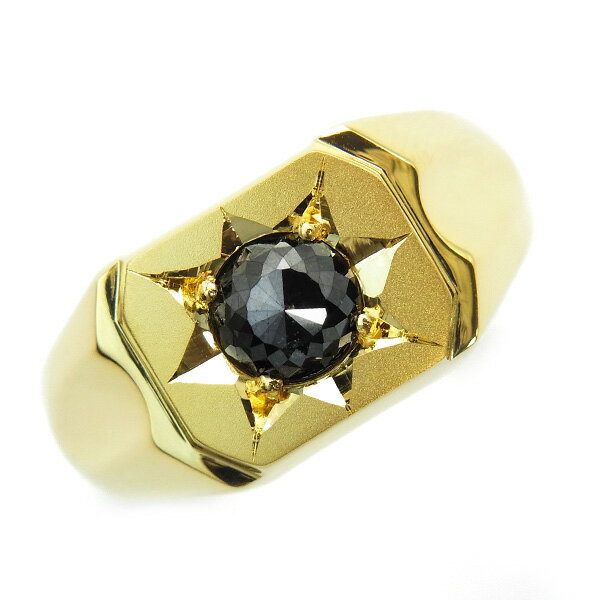 ブラックダイヤモンド 印台 メンズリング 0.8～0.9ct ファンシーカット/ローズカット 18金 0.8ct 0.9ct 0.8カラット 0.9カラット ブラック ダイヤモンド ブラックダイヤ 18金 イエローゴールド 印台 メンズ リング 指輪 男 mens ring