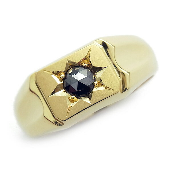 ブラックダイヤモンド 印台 メンズリング 0.287ct ローズカット 18金 0.2ct 0.2carat 0.2カラット ブラック ダイヤモンド ブラックダイヤ 18金 イエローゴールド ゴールド GOLD 印台 メンズ リング 指輪 男 mens ring