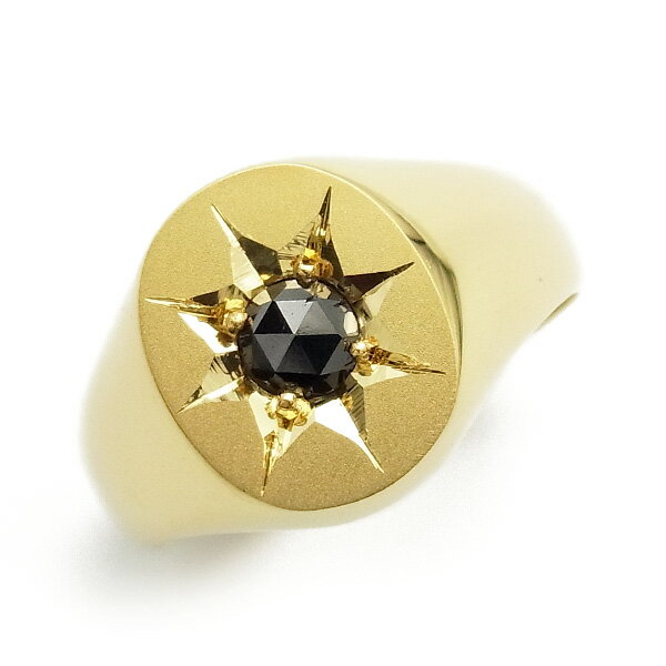 ブラックダイヤモンド 印台 メンズリング 0.424ct --ローズカット 18金 0.4ct 0.4carat 0.4カラット ブラック ダイヤモンド ブラックダイヤ ローズカット K18 イエローゴールド ゴールド GOLD 印台 メンズ リング 指輪 男 mens ring