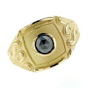 ブラックダイヤモンド メンズリング 0.50ct〜 --ローズカット 18金 一粒 黒ダイヤ 0.5ct 0.5カラット ローズカット 唐草 指輪 K18 イエ...