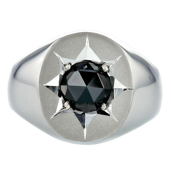 ブラックダイヤモンド 印台 メンズリング 1.508ct ローズカット プラチナ 1.5ct 1.5carat 1.5カラット 1ct 1carat 1カラット ブラック ダイヤモンド ブラックダイヤ Pt 印台 メンズ リング 指輪 男 mens ring