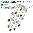 ダイヤモンド ネックレス 8.701ct(Total) SIクラス-FANCY BROWN/FANCY DARK BROWNクラス-エメラルドカット/クッションカット プラチナ 8ct 8カラット ダイアモンド ペンダント ブラウンダイヤモンド Pt ホワイトゴールド