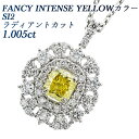 イエローダイヤモンド ネックレス 1.005ct FANCY INTENSE YELLOW SI2 ラディアントカット プラチナ 1ct 1カラット ダイヤ ダイヤモンドネックレス ペンダント Pt Pt950 デザインネックレス 小豆 あずき ファンシー インテンス