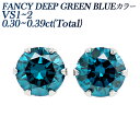 ブルーダイヤモンド ピアス 0.3ct(Total) FANCY DEEP GREEN BLUE VS1～2 ラウンドブリリアントカット プラチナ 0.3ct 0.3カラット BLUE ブルーダイヤ ダイア 一粒 ブルー Pt900 Pt ダイヤピアス ダイアモンド diamond ソリティア CGL