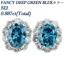 ブルーダイヤモンド ピアス 0.887(Total) FANCY DEEP GREEN BLUE SI2 オーバルブリリアントカット プラチナ 0.8ct 0.8カラット 1ct 1カラット BLUE ブルーダイヤ Pt Pt950 ダイアモンドピアス ダイアモンド ダイヤピアス ダイヤ 取り巻き