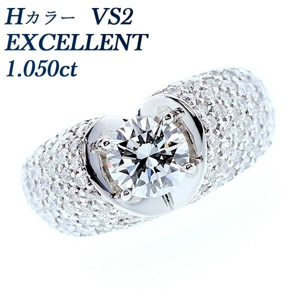 ダイヤモンド リング 1.050ct H VS2 EX プラチナ 大粒 1ct 1カラット Pt900 Pt ハート heart 高品質 ハイジュエリー 高級 ゴージャス ダイヤリング ダイアリング ダイヤ ダイア ダイアモンド 指輪 EXCELLENT