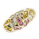 ダイヤモンド リング 1.02ct(Total) VS2～SI2クラス-D～Fクラス/FANCY VIVID YELLOWクラス/FANCY DEEP PURPLISH PINKクラス-ラウンドブリリアントカット 18金 1ct 1カラット ピンクダイヤ イエロー ピンク 天然 指輪 K18 マルチ