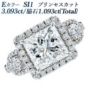 ダイヤモンド リング 3.093ct E SI1 プリンセスカット 脇石0.333ct(Total) / 0.76ct(Total) プラチナ 3ct 3カラット ダイヤモンドリング ダイヤリング 指輪 ring Pt950 ラグジュアリー ハイジュエリー スクエアカット 婚約指輪 ブライダル