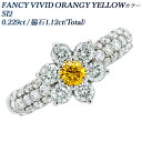 イエローダイヤモンド リング 0.229ct FANCY VIVID ORANGY YELLOW SI2 ラウンドブリリアントカット 脇石1.12ct(Total) プラチナ 0.2ct 0.2カラット ダイヤモンドリング ダイヤリング イエローダイヤ ファンシーカラー ダイアモンド Pt950