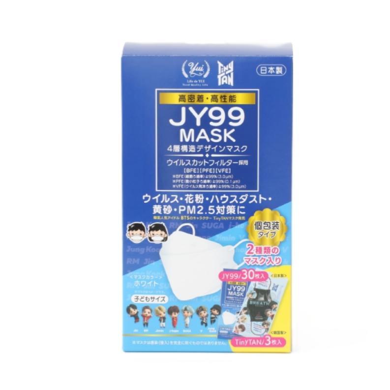 legami / JY-99 4층 입체 마스크 + TinyTan 콜라보 아이용 / 화이트 + 블랙 / 30장 + 3장