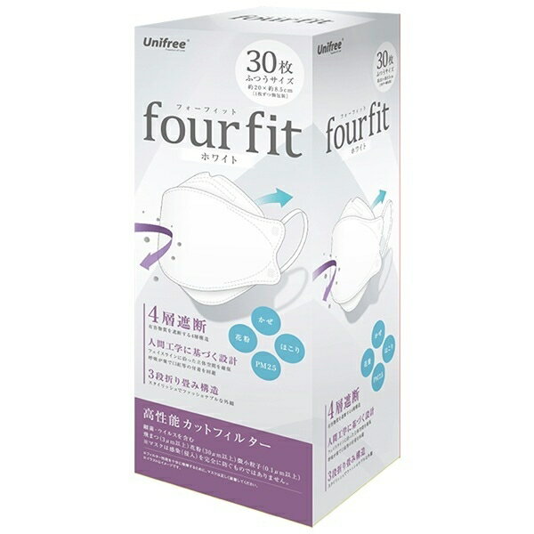 乐天商城 - ユニフリー / fourfit マスク ふつう / ホワイト / 30枚