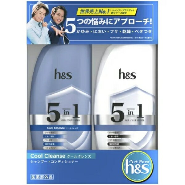 乐天商城 - h&s （エイチアンドエス） / 5in1 クールクレンズ シャンプー＆コンディショナー ポンプセット / 340g+340g