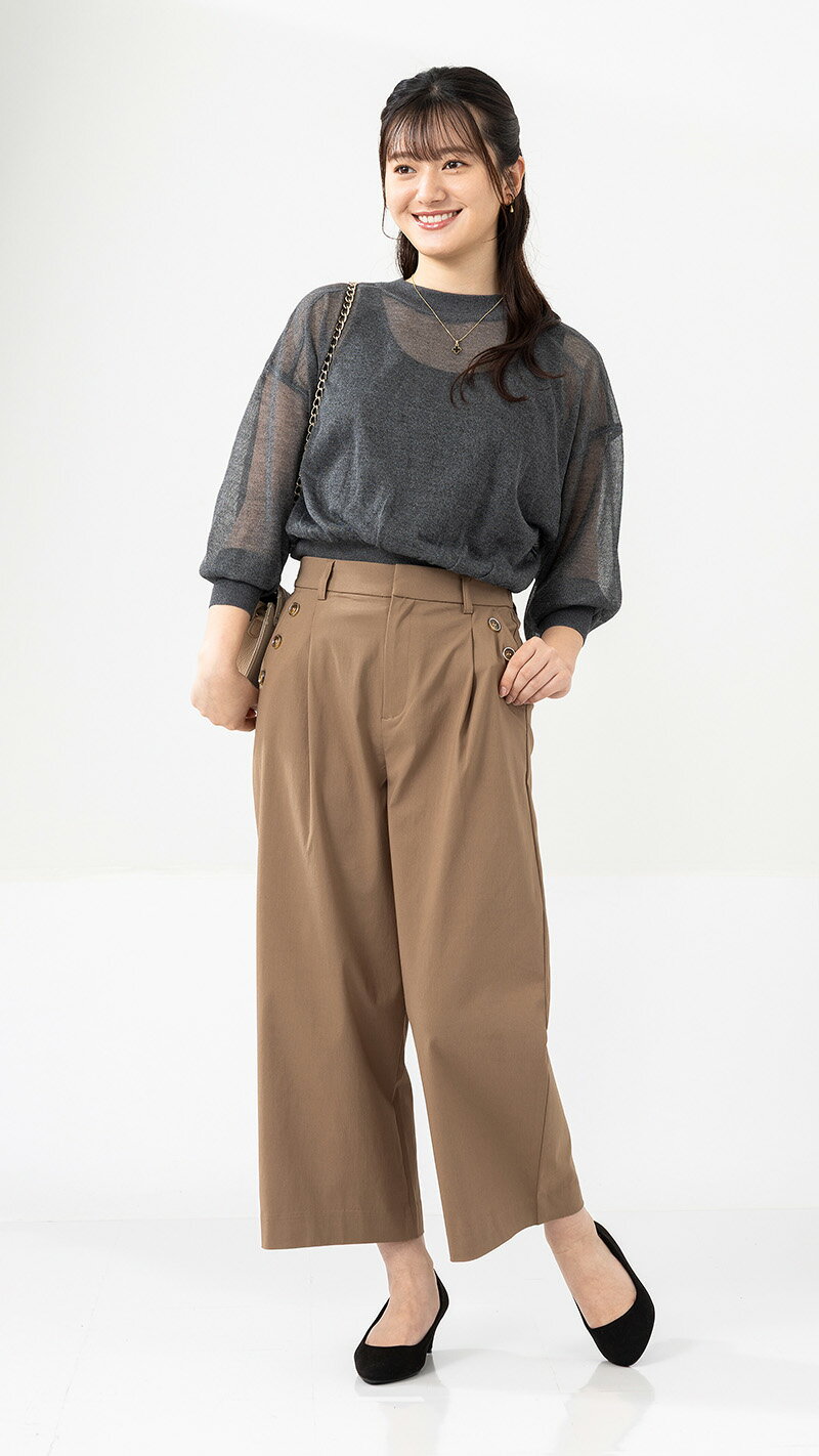 UrbanSmart エレストボタン使いワイドクロップド ブラック LL