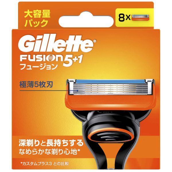20260316 [BEAUTY]※予告なくパッケージ、商品名、内容量、成分が変更になる場合がございます。予めご了承ください。 ＜特徴＞深剃りと長持ちするなめらかな剃り心地※※ カスタムプラス3との比較○Gillette独自の＋1ピンポイントトリマー替刃の裏側に特別な角度で搭載。剃りづらい部分の仕上げを簡単に。○マイクロフィンガードヒゲを立たせて快適な深剃りを実現。○極薄5枚刃ジレット史上、最高の極薄刃で肌へのひっかかりを最小化。19％の刃の圧力を軽減※1。※1 カスタムプラス3との比較替刃交換で、いつも新品の剃り味替刃1個＝1カ月での交換がおすすめです。 《替刃8個》 原産国ドイツ