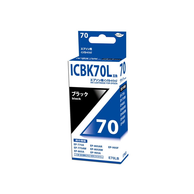 EPSON ICBK70L互換インクカートリッジ ブラック E70LB　日本ナインスター
