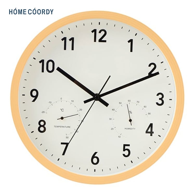 温湿度計付　掛時計　ナチュラル　ホームコーディ