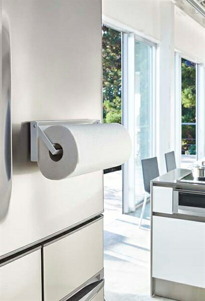 山崎実業　プレート　片手でカットマグネットキッチンペーパーホルダー　ホワイト