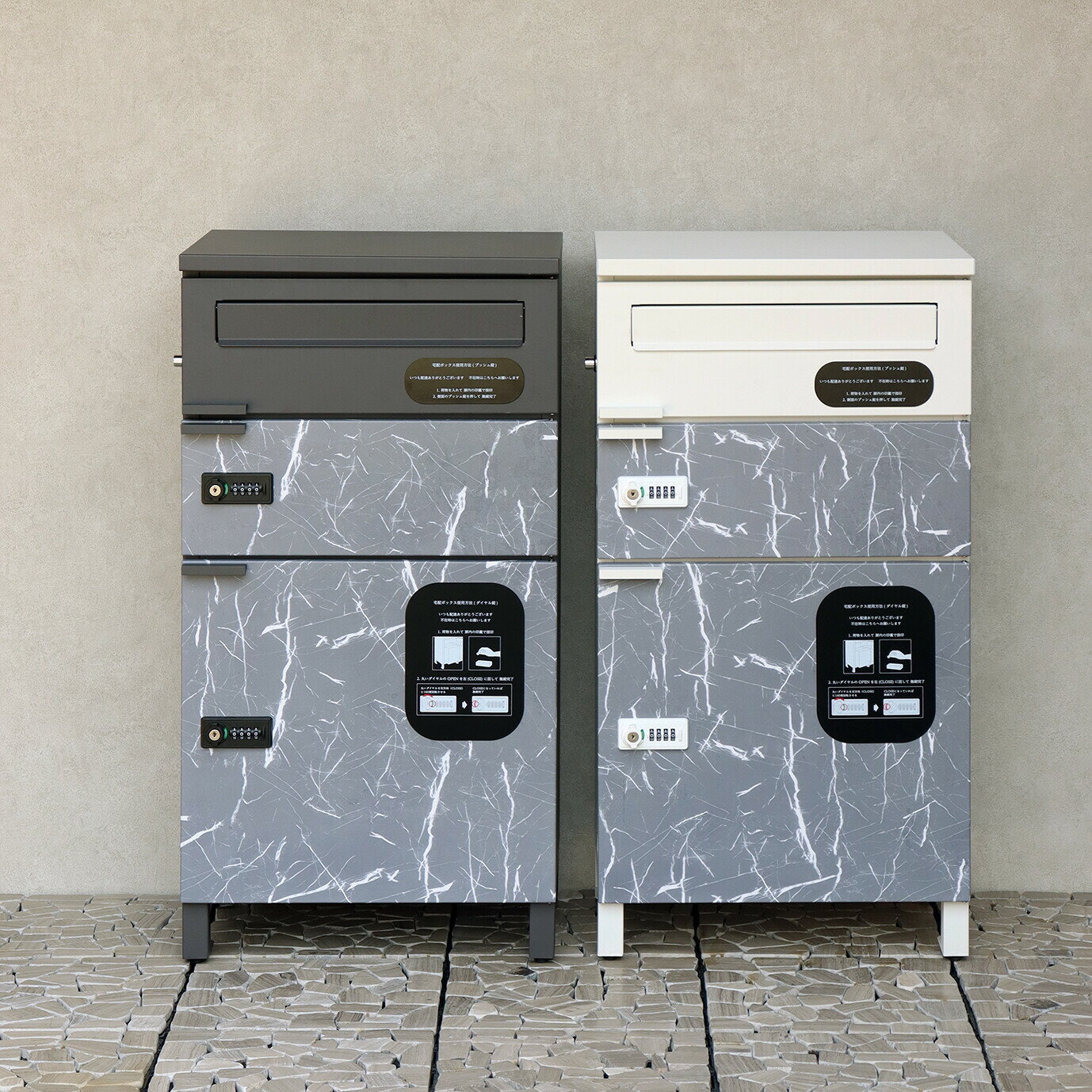 宅配ボックス 3段 後付け 戸建 大容量 おしゃれ ボックス 一戸建て 置き配 対策 配達 一軒家 アパート 物置 置き型 新生活 宅配ボックス付きスタンドポスト 一体型 ステンレス扉 確認窓付き 鍵付き ネコポス ゆうパケットポスト 大きめ投函口 前出し式