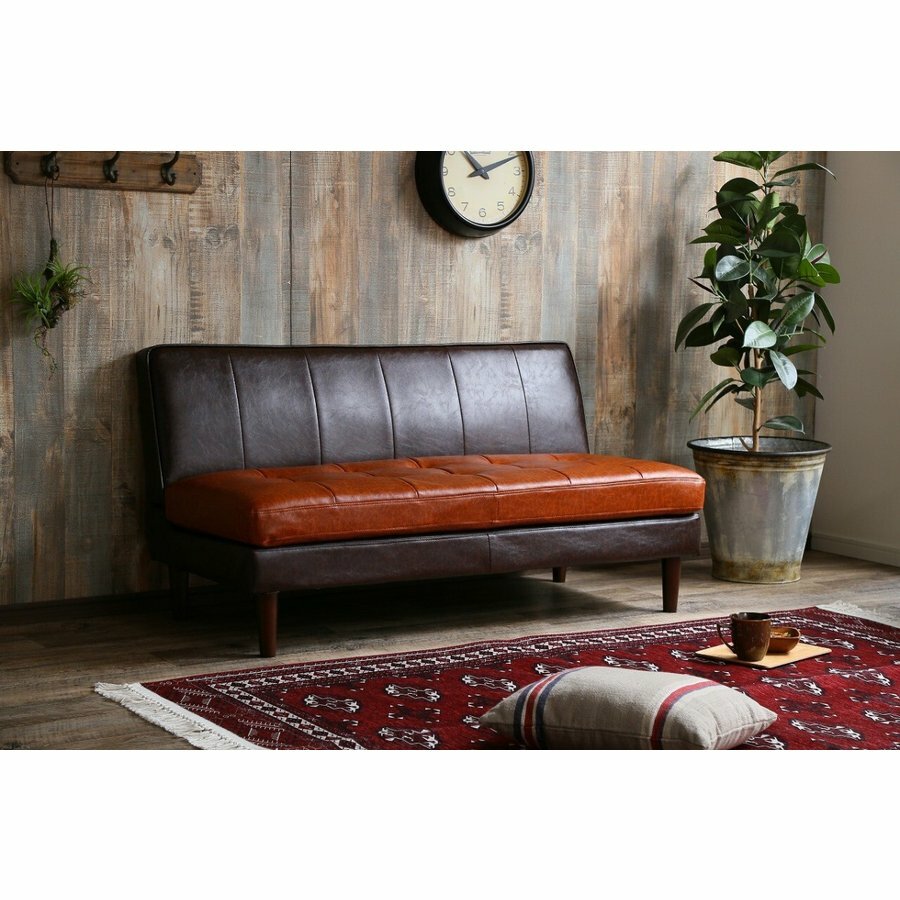 Rakuten - ソファー 合皮 2人掛け 木製 革 レザー おしゃれ コンパクト ローソファ コーナー ソファ PVC インテリア 引越し ツートンカラー