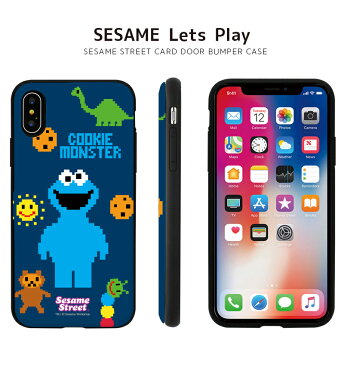 SESAME Lets Play Card Door Bumper Case セサミストリート iPhone x カード収納ケース 可愛い　iPhoneケース【iPhone iPhoneX iPhone8 iPhone7 iPhone6 アイフォン6 アイフォン6s アイフォン7 アイフォン8 アイフォンX】