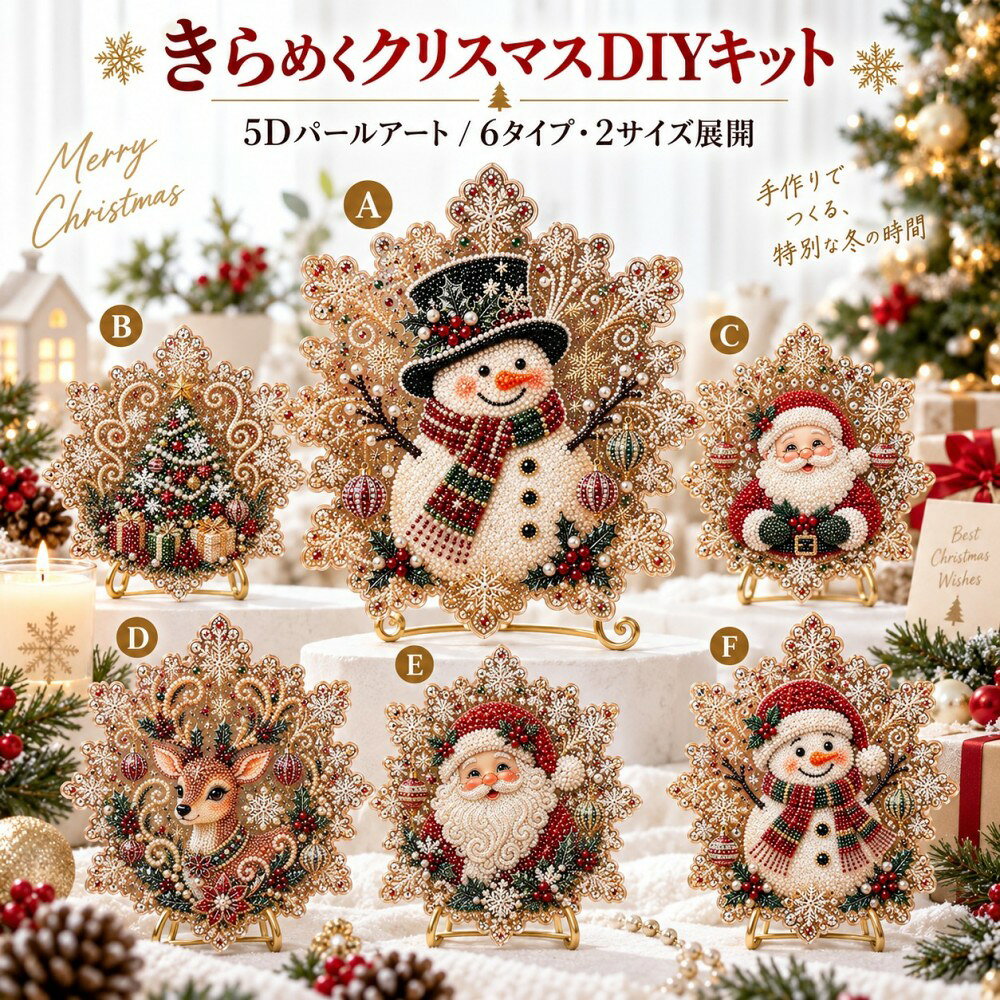 ＼ 華やか雪花デザイン ／ ダイヤモンドアート クリスマス オーナメント DIYキット...