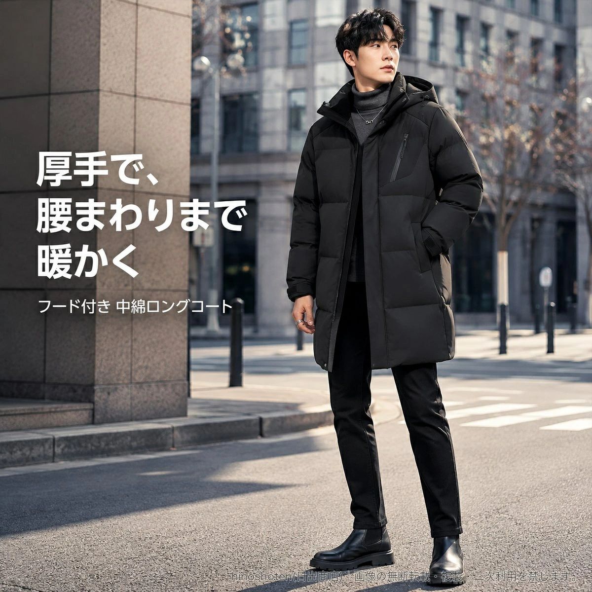 ▲バナーをタップしてクーポンを獲得できます6,280円6,480円5,680円5,280円〜 厚手の中綿を入れた、フード付きのメンズロングコートです。腰まわりまで覆う中長丈と標準的なシルエットで、冬のカジュアルスタイルや屋外での着用に活躍します。フードはドローコードで調節可能。フロントはファスナーとスナップボタン付き前立てを備え、胸元にはファスナーポケット、両サイドには手を入れやすいポケットを配置しています。袖口は面ファスナーでフィット感を調節できます。カラー:ブラック、グレーサイズ:M、L、XL、2XL、3XL、4XL、5XLサイズ詳細(着丈/胸囲/肩幅/袖丈、単位:cm)M:92/122/48/62.6L:94/126/49.5/63.8XL:96/130/51/652XL:98/134/52.5/66.23XL:100/138/54/67.44XL:102/142/55.5/68.65XL:104/146/57/69.8商品のこだわり腰まわりまで包む厚手の中綿。フード付きの端正なロング丈で、冬項目内容商品名メンズ 中綿ロングコート<br>サイズ｜M、L、XL、2XL、3XL、4XL、5XL<br>カラー｜ブラック、グレーPOINT 011. 厚手の中綿でしっかり防寒｜冬の寒さから体を守り、快適に過ごせるロングコートです。POINT 022. フード付きで調節可能｜ドローコード付きのフードで、好みに合わせてフィット感を調整できます。POINT 033. 多機能ポケット付き｜胸元と両サイドにポケットを配置し、便利な収納スペースを提供します。POINT 044. 大きいサイズ展開｜Mから5XLまでのサイズ展開で、幅広い体型に対応しています。メンズコート, 中綿コート, ロングコート, 防寒アウター, フード付きコート, 冬用コート, アウトドア, カジュアル, 大きいサイズ, M~5XL, ブラック, グレー, 厚手, ドローコード, ポケット付き, 冬服, 防寒, アウター, メンズファッション, カジュアルスタイル, 屋外, フィット感, 中長丈, シンプル, おしゃれ, 通勤, 通学, 旅行, お出かけ, 男女兼用, 日常使い【関連キーワード】メンズコート, 中綿コート, ロングコート, 防寒アウター, フード付きコート, 冬用コート, アウトドア, カジュアル, 大きいサイズ, M~5XL, ブラック, グレー, 厚手, ドローコード, ポケット付き, 冬服, 防寒, アウター, メンズファッション, カジュアルスタイル, 屋外, フィット感, 中長丈, シンプル, おしゃれ, 通勤, 通学, 旅行, お出かけ, 男女兼用, 日常使い
