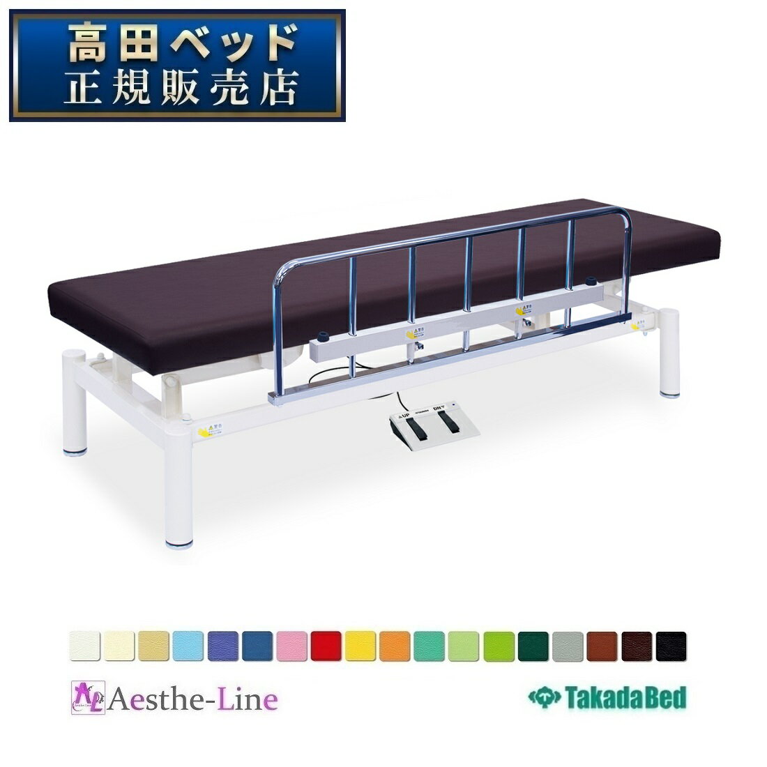 高田ベッド S型ワイドガードDX電動 （無孔） TB-1672治療用ベッド マッサージベッド 診察台 高田ベッド製作所 【電動 昇降 エステ 医療 整体 施術用ベッド 電動ベッド エステ 業務用】