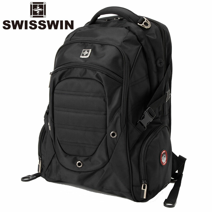 スイスウィン ビジネスリュック メンズ リュック ビジネスリュック メンズ 大容量 通学 通勤 リュックサック バックパック アウトドア 出張 旅行 PC収納 ビジネス スポーツ バッグ 黒 大きめ 鞄 38L swisswin SW9275I