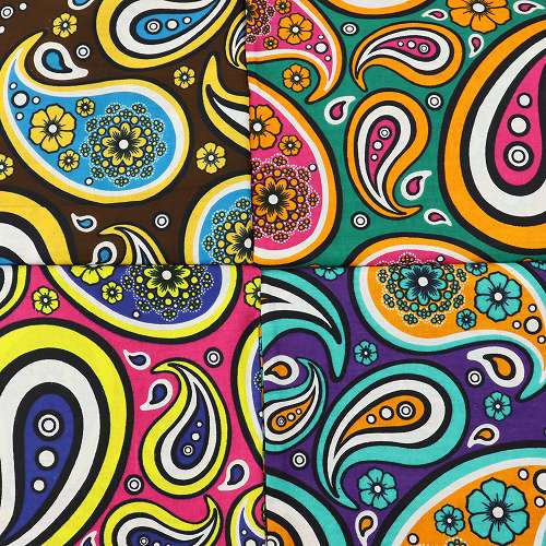 【ケニア】カンガ布 フチ縫い　ペイズリーのサムネイル